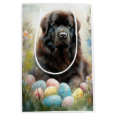 イースターエッグホリデー付きニューファンドランド犬 ミディアムペーパーバッグ (正面)