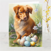 イースターエッグホリデー付きノバスコシアダックトーラー カード (黄色い花)