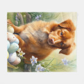 イースターエッグホリデー付きノバスコシアダックトーラー フリースブランケット (正面(横))