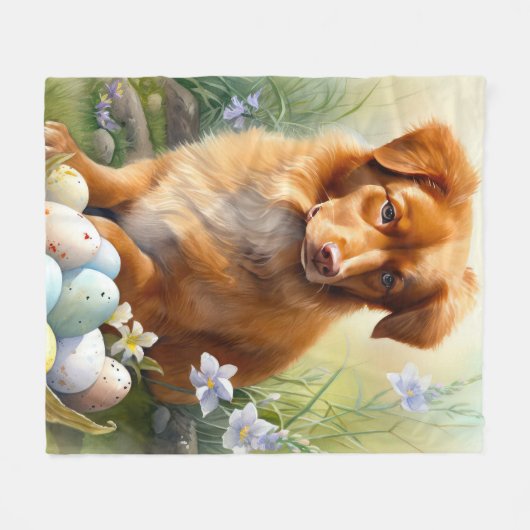 イースターエッグホリデー付きノバスコシアダックトーラー フリースブランケット (正面(横))