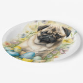 イースターエッグホリデー付きパグドッグ ペーパープレート (アングル)