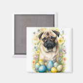 イースターエッグホリデー付きパグドッグ マグネット (正面/裏面)
