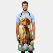 イースターエッグホリデー付きビズスラドッグ エプロン (着用した状態)
