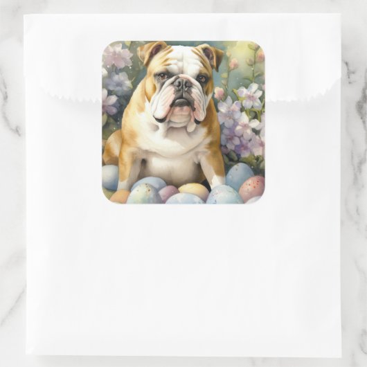 イースターエッグホリデー付きブルドッグ スクエアシール (バッグ)