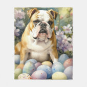 イースターエッグホリデー付きブルドッグ フリースブランケット (正面)