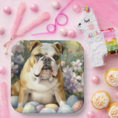 イースターエッグホリデー付きブルドッグ ペーパープレート (パーティー)