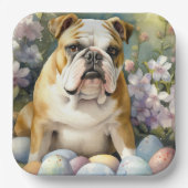 イースターエッグホリデー付きブルドッグ ペーパープレート (正面)