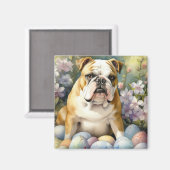 イースターエッグホリデー付きブルドッグ マグネット (正面/裏面)