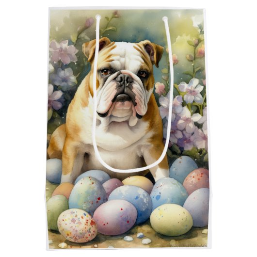 イースターエッグホリデー付きブルドッグ ミディアムペーパーバッグ (裏面)
