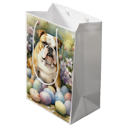 イースターエッグホリデー付きブルドッグ ミディアムペーパーバッグ (裏面アングル)