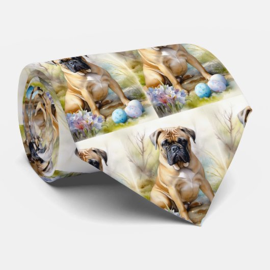 イースターエッグホリデー付きブルマスティフ犬 ネクタイ (ロール)