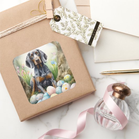 イースターエッグホリデー付きブルーティックコンハウンドッグ スクエアシール (ギフト)