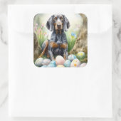 イースターエッグホリデー付きブルーティックコンハウンドッグ スクエアシール (バッグ)