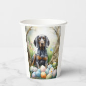 イースターエッグホリデー付きブルーティックコンハウンドッグ 紙コップ (裏面)