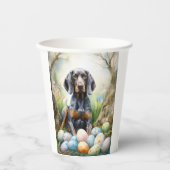イースターエッグホリデー付きブルーティックコンハウンドッグ 紙コップ (正面)
