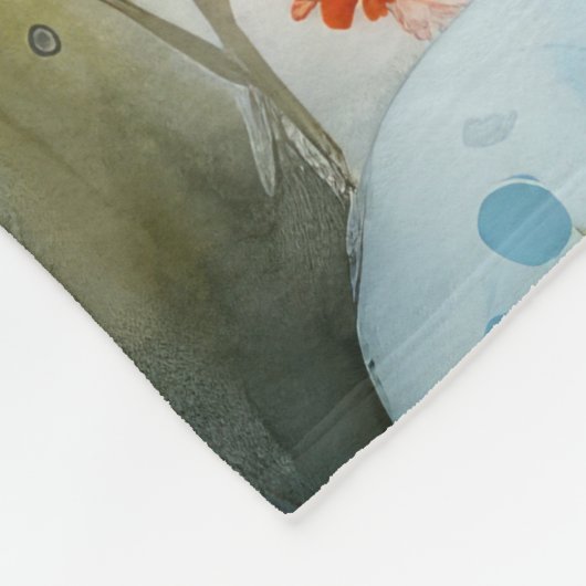 イースターエッグホリデー付きブルーヒーラー犬 フリースブランケット (角)