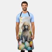 イースターエッグホリデー付きプードル犬 エプロン (着用した状態)