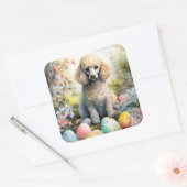 イースターエッグホリデー付きプードル犬 スクエアシール (封筒)