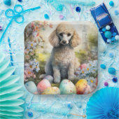 イースターエッグホリデー付きプードル犬 ペーパープレート (パーティー)