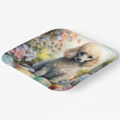 イースターエッグホリデー付きプードル犬 ペーパープレート (傾斜あり)