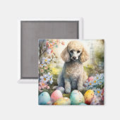 イースターエッグホリデー付きプードル犬 マグネット (正面/裏面)