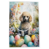 イースターエッグホリデー付きプードル犬 ミディアムペーパーバッグ (正面)