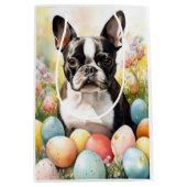 イースターエッグホリデー付きボストンテリア犬 ミディアムペーパーバッグ (正面)