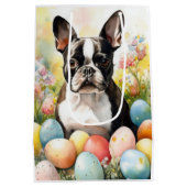イースターエッグホリデー付きボストンテリア犬 ミディアムペーパーバッグ (裏面)