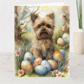 イースターエッグホリデー付きヨーキプー犬 カード (正面)