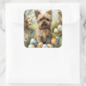 イースターエッグホリデー付きヨーキプー犬 スクエアシール (バッグ)