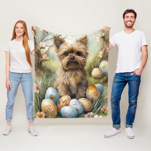 イースターエッグホリデー付きヨーキプー犬 フリースブランケット (インサイチュ)