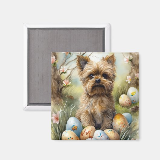 イースターエッグホリデー付きヨーキプー犬 マグネット (正面/裏面)