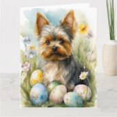イースターエッグホリデー付きヨークシャーテリアドッグ カード (正面)