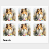 イースターエッグホリデー付きラフなコリードッグ スクエアシール (シート)