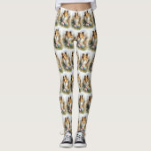 イースターエッグホリデー付きラフなコリードッグ レギンス (正面)