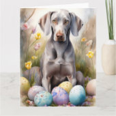 イースターエッグホリデー付きワイマランアドッグ カード (正面)