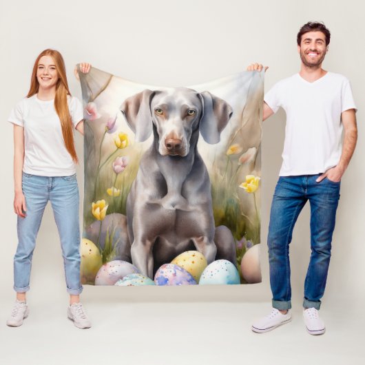 イースターエッグホリデー付きワイマランアドッグ フリースブランケット (インサイチュ)