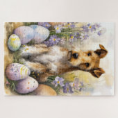 イースターエッグホリデー付きWirefox Terrier Dog ジグソーパズル (横)