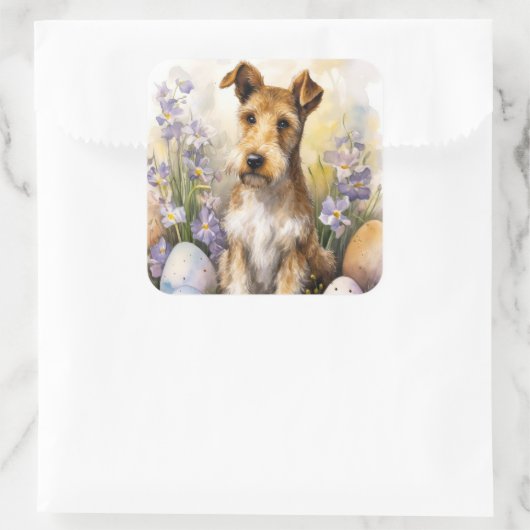 イースターエッグホリデー付きWirefox Terrier Dog スクエアシール (バッグ)