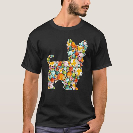 イースターエッグヨークシャーテリア犬イースターデーキッズM Tシャツ (正面)