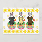 イースターエッグラブラドール子犬たち笑い シーズンポストカード (正面)