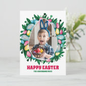 イースターエッグリースフォトホリデーカード シーズンカード (スタンド正面)