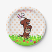 イースターエッグレッドなめらかな髪のダッシュントプレート ペーパープレート (正面)