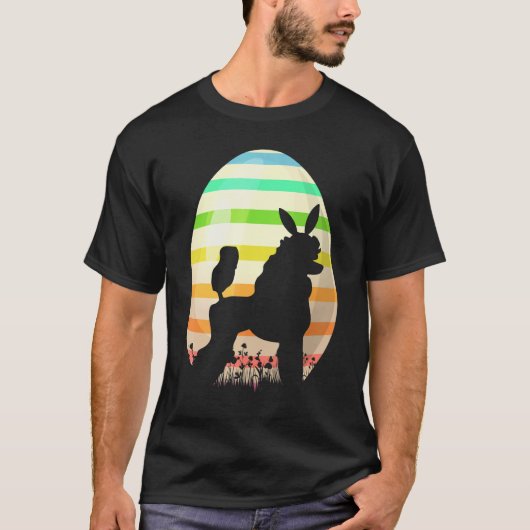 イースターエッグヴィンテージスタイルスタンダードプードルドッグイースト Tシャツ (正面)