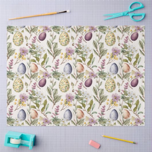 イースターエッグヴィンテージノスタルジックパターンNo7 薄葉紙 (クラフト)