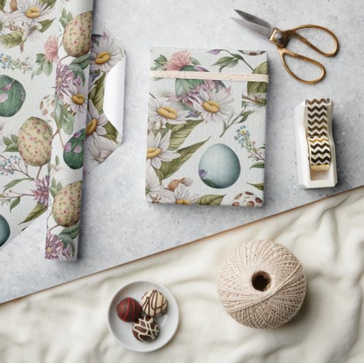 イースターエッグヴィンテージノスタルジックパターンNo8 ラッピングペーパー (クラフト)