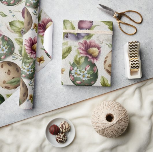 イースターエッグヴィンテージノスタルジックパターンNo 14 ラッピングペーパー (クラフト)