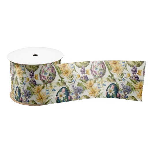 イースターエッグヴィンテージノスタルジックパターンNo 15 サテンリボン (リール)