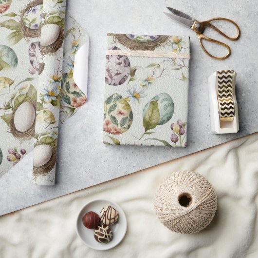 イースターエッグヴィンテージノスタルジックパターンNo 19 ラッピングペーパー (クラフト)