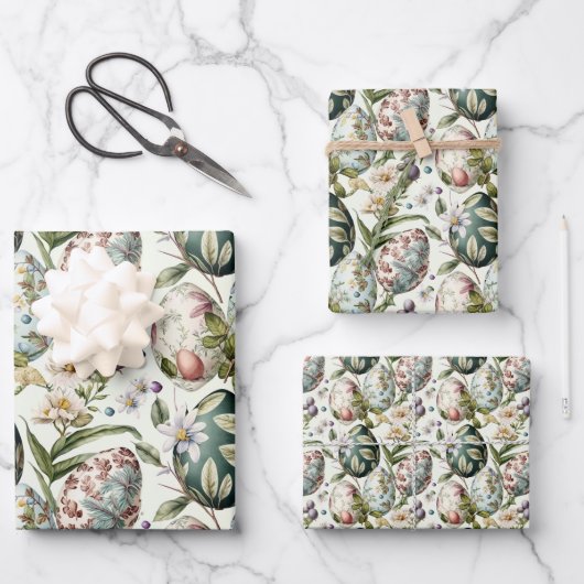 イースターエッグヴィンテージノスタルジックパターンNo 1 ラッピングペーパーシート (正面)